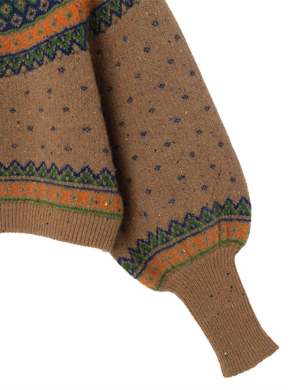 fair Isle pattern balloon sleeve KNIT