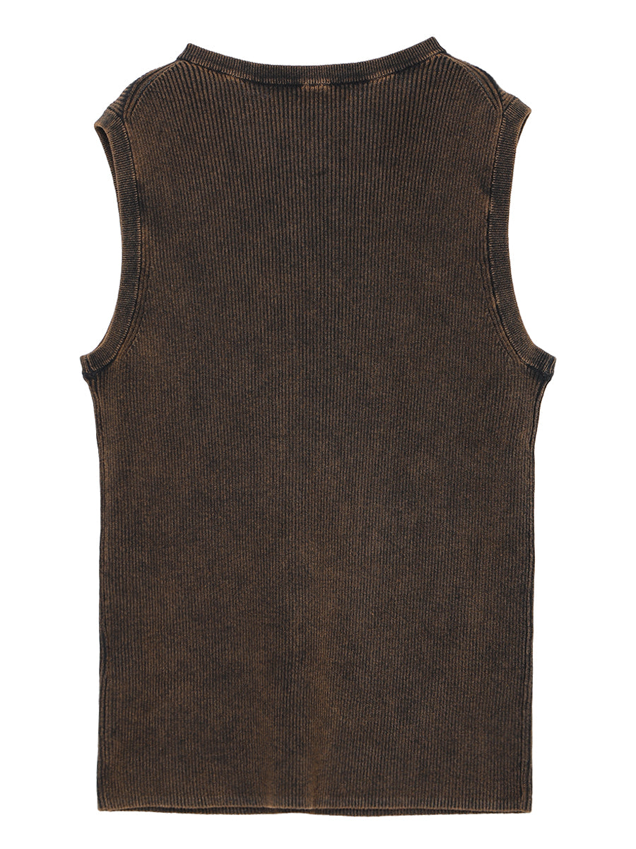 dyed rib henry neck KNIT tank top – NKNIT