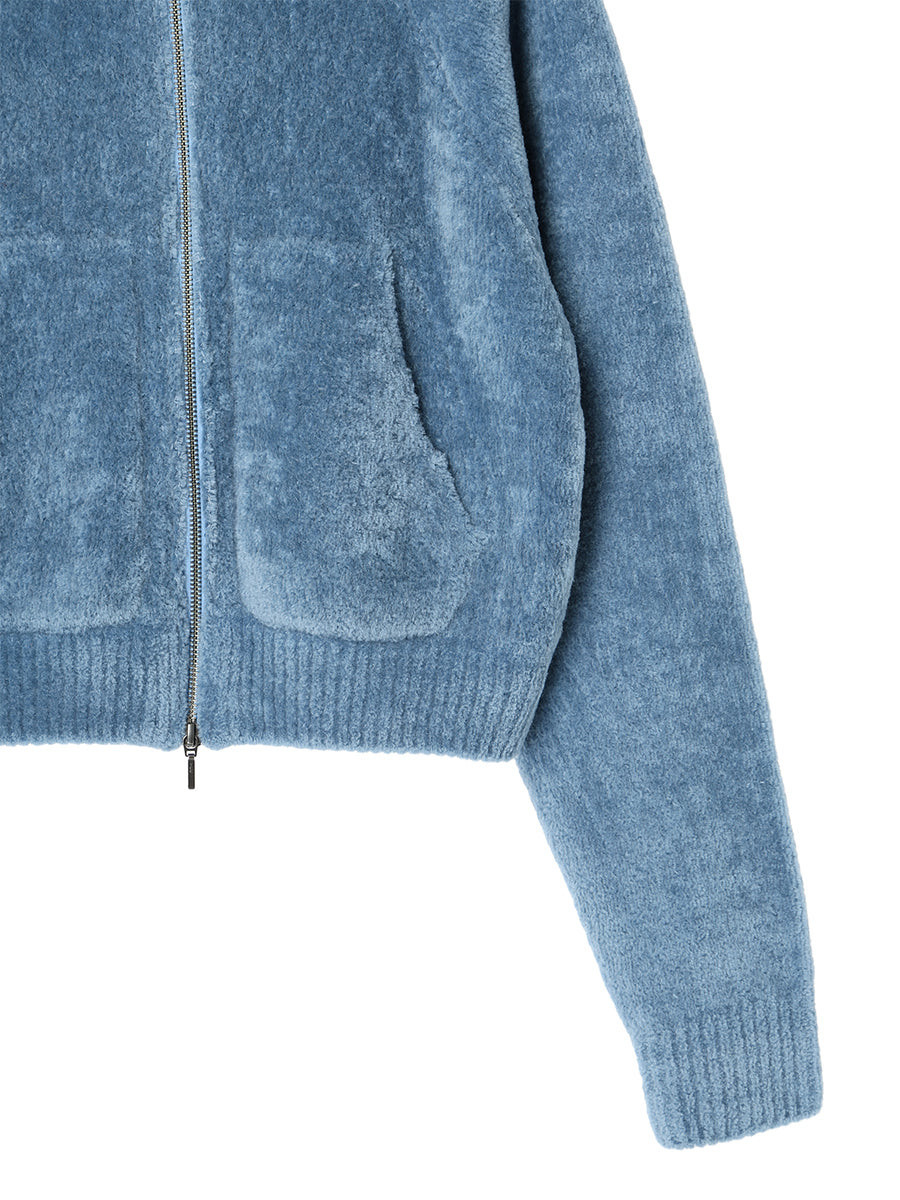 fluffy wool KNIT zip hoodie
