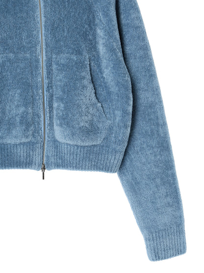 fluffy wool KNIT zip hoodie