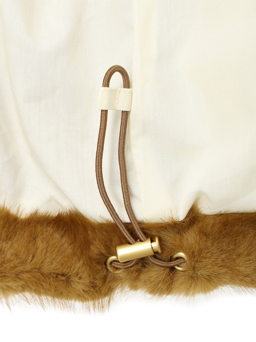 stand collar faux fur jacket