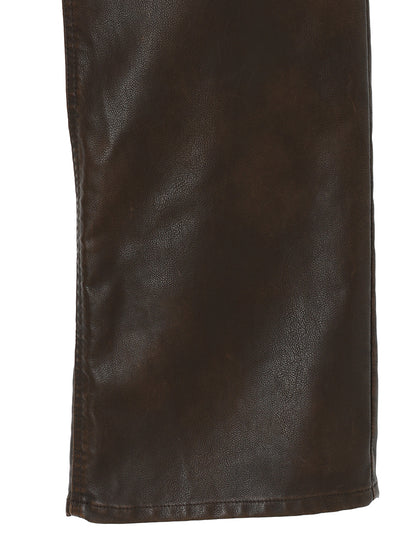 washed faux leather pants