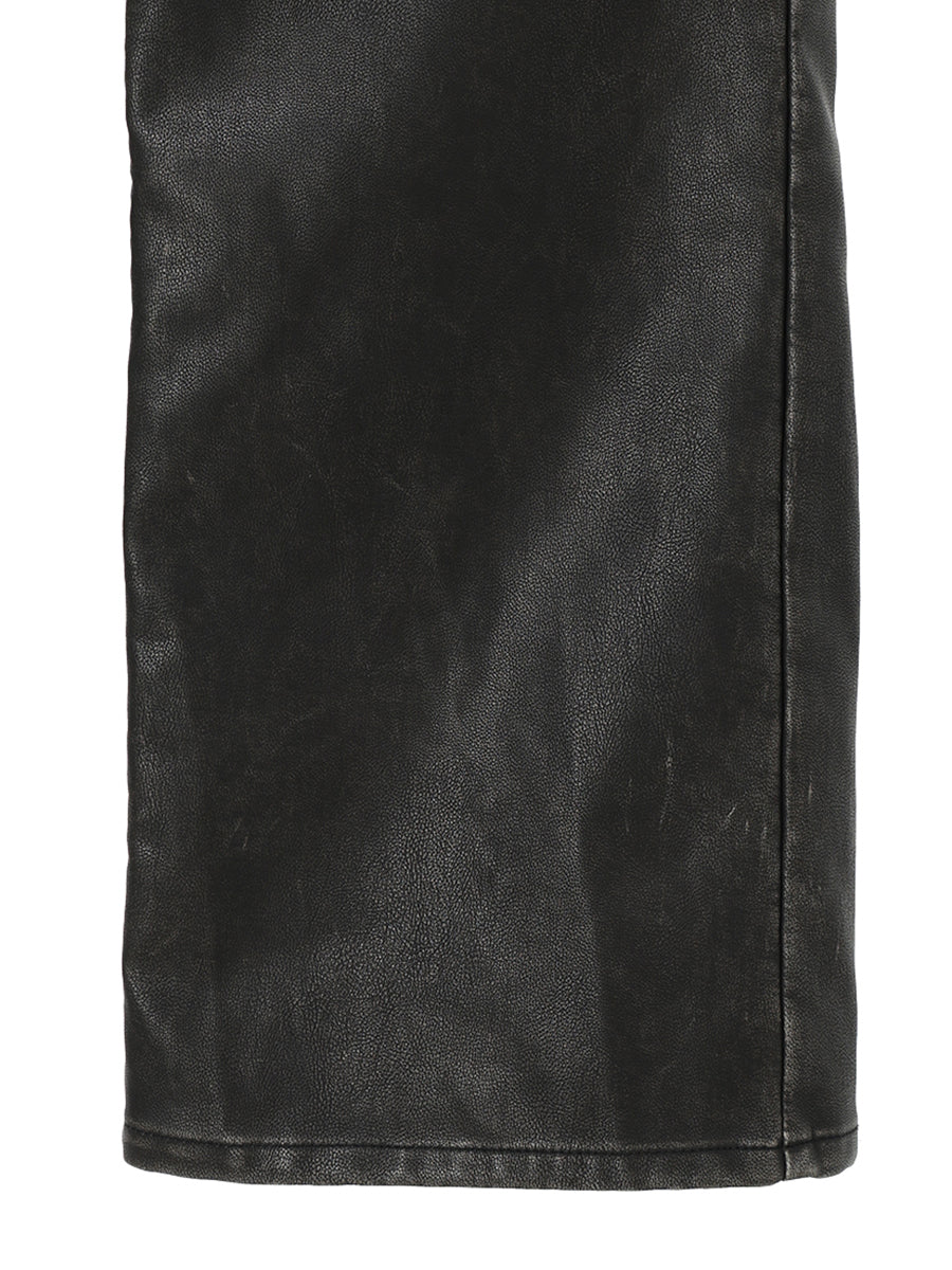 washed faux leather pants