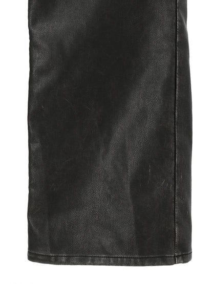 washed faux leather pants