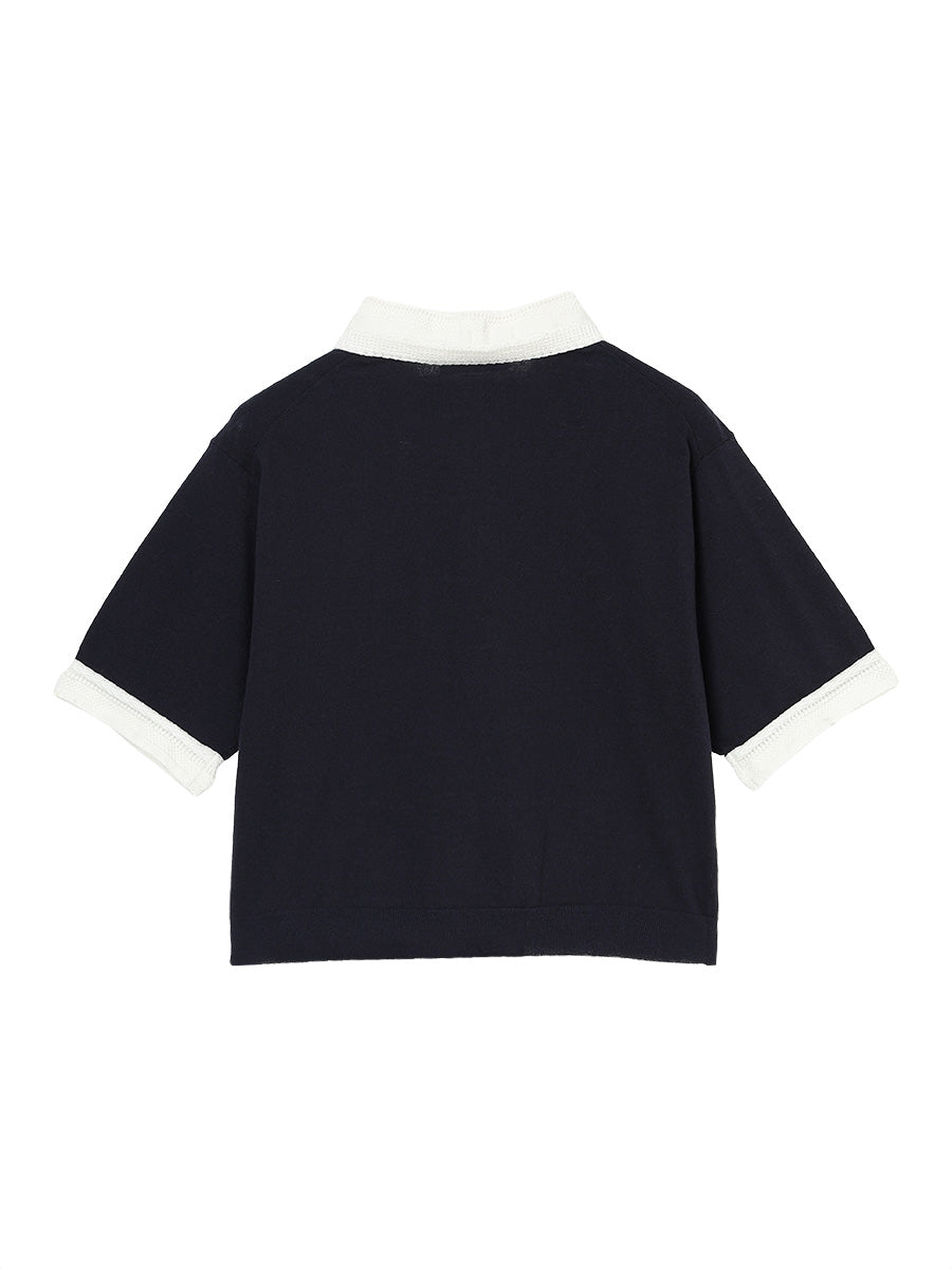 pattern collar KNIT polo shirt
