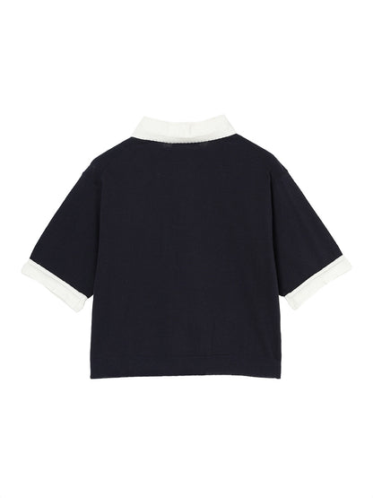pattern collar KNIT polo shirt