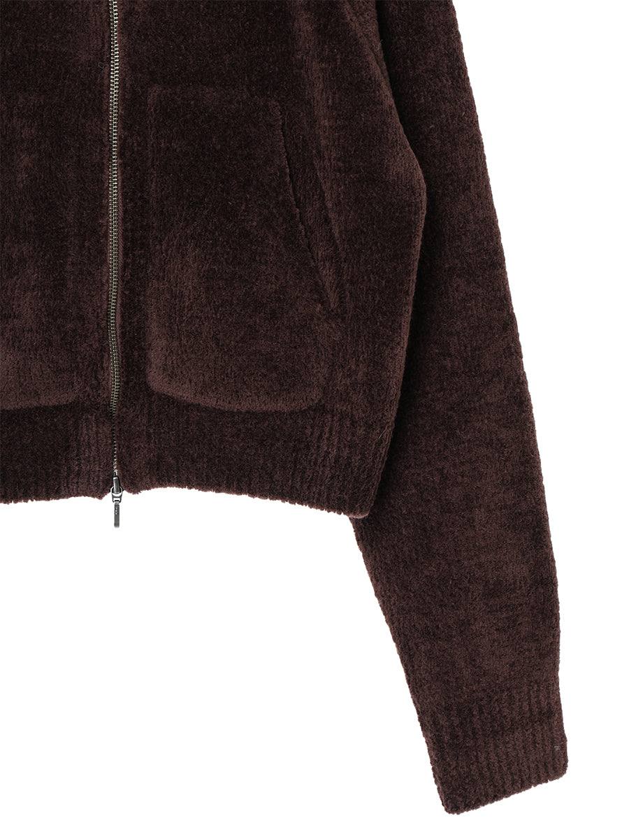 fluffy wool KNIT zip hoodie