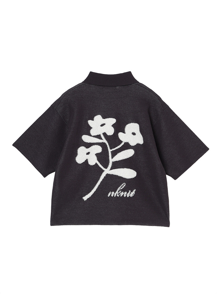 flower jacquard KNIT shirt
