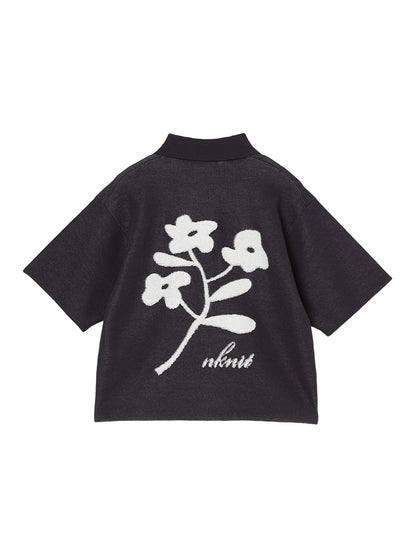 flower jacquard KNIT shirt