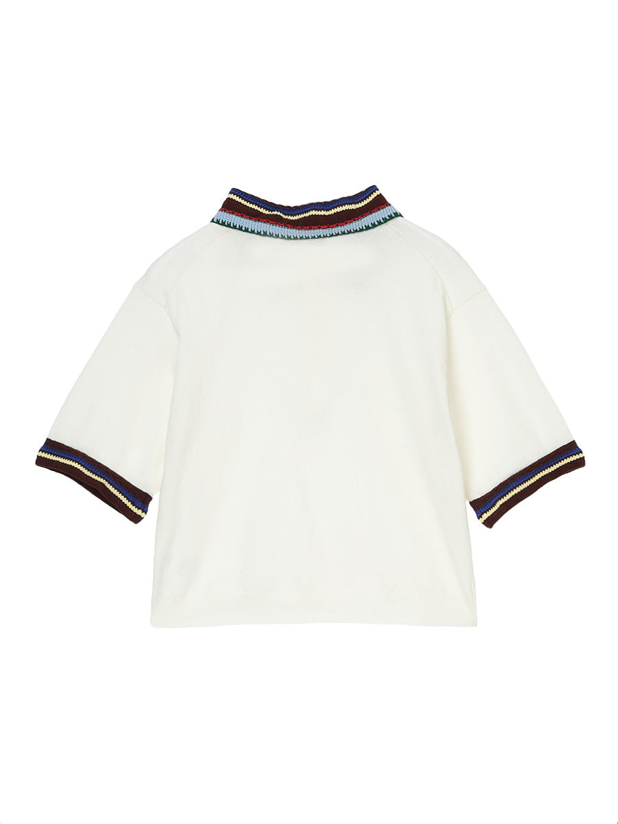 pattern collar KNIT polo shirt