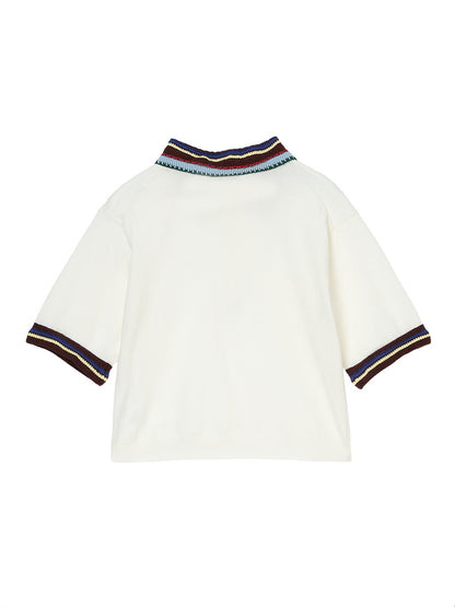 pattern collar KNIT polo shirt