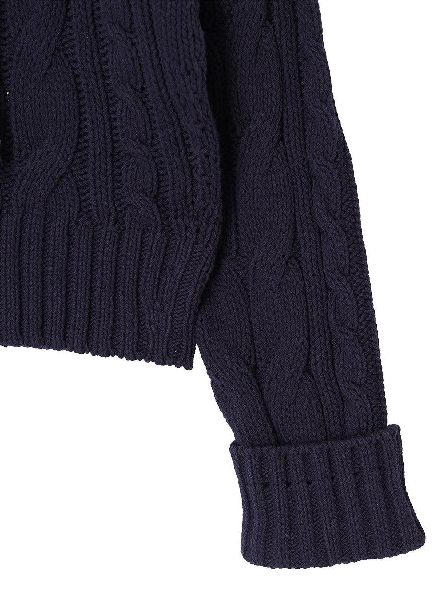 cotton cable lace up KNIT