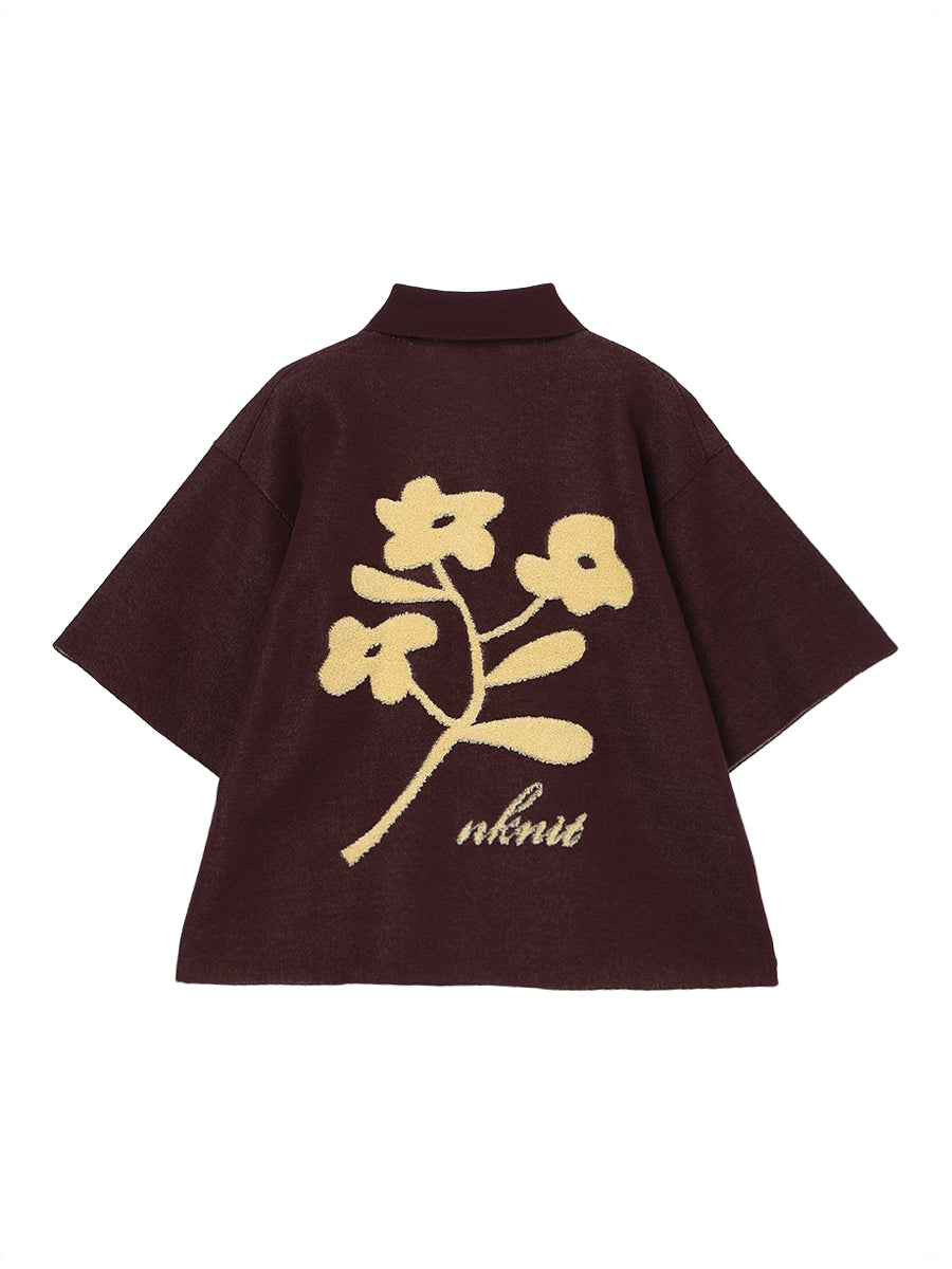 flower jacquard KNIT shirt