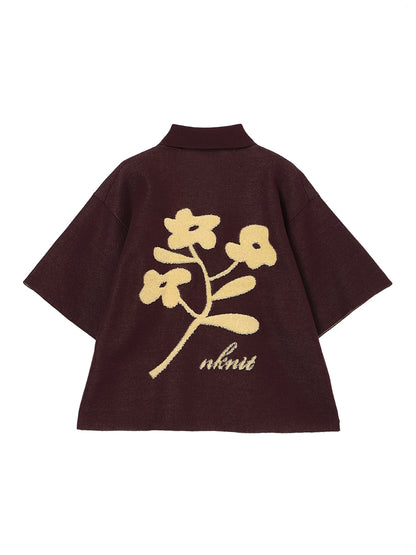 flower jacquard KNIT shirt