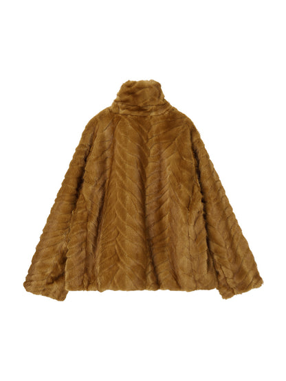 stand collar faux fur jacket