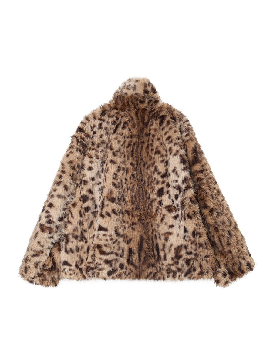 stand collar faux fur jacket