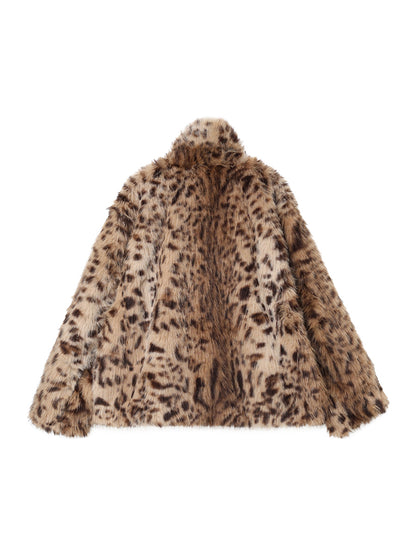 stand collar faux fur jacket