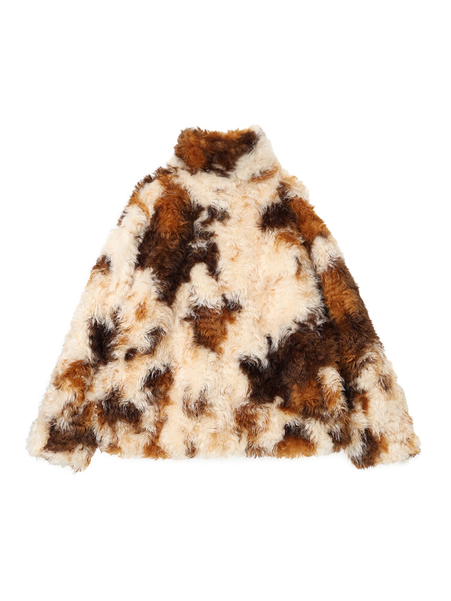 stand collar faux fur jacket