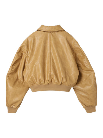 synthetic leather padded short jacket – NKNIT