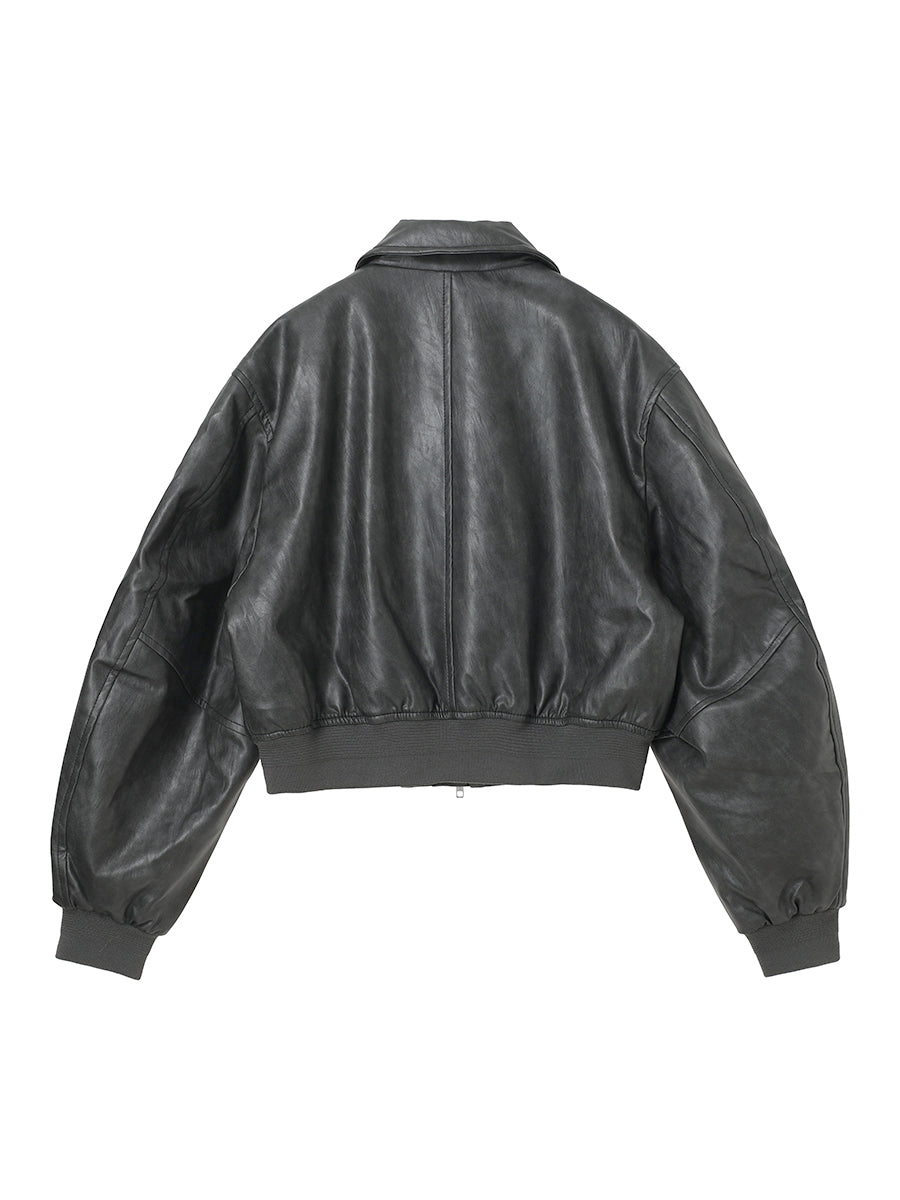 synthetic leather padded short jacket – NKNIT