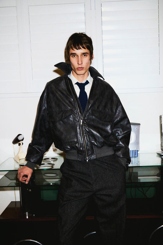 synthetic leather padded jacket