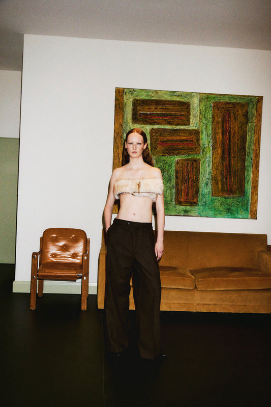 low rise wool mix slacks