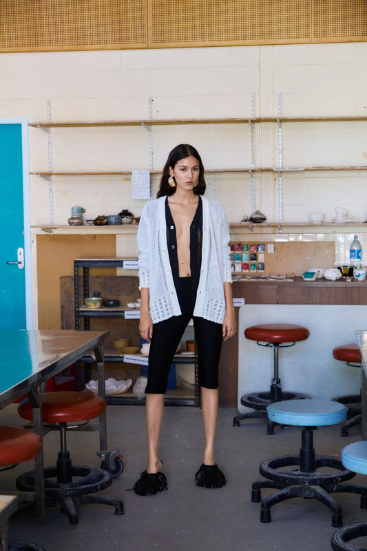 paper mix relaxed cardigan