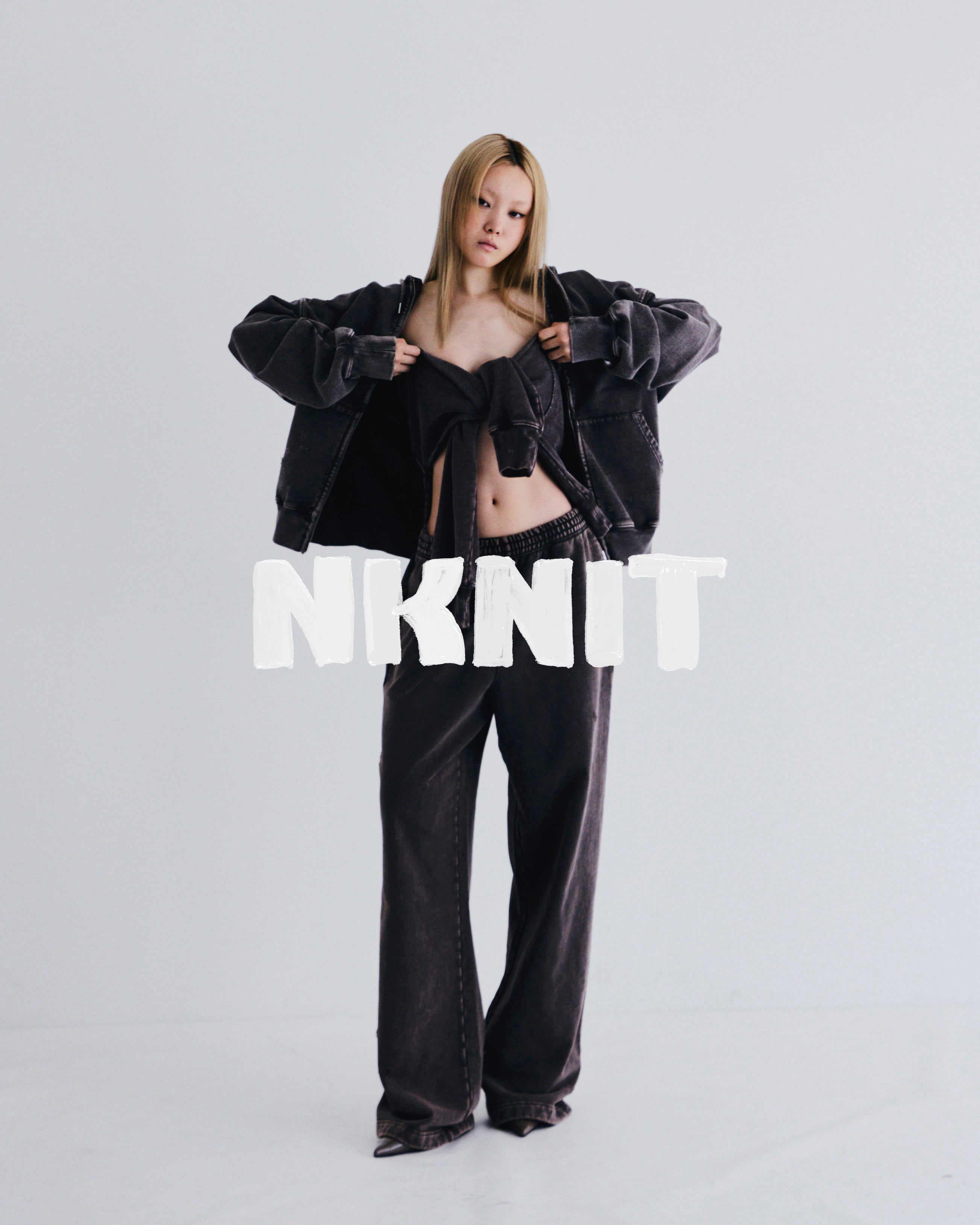 ンニット NKNIT KNIT blouson ニット／茶2 中古・古着通販】NKNIT (ンニット) KNIT blouson 24AW-N002 グレー