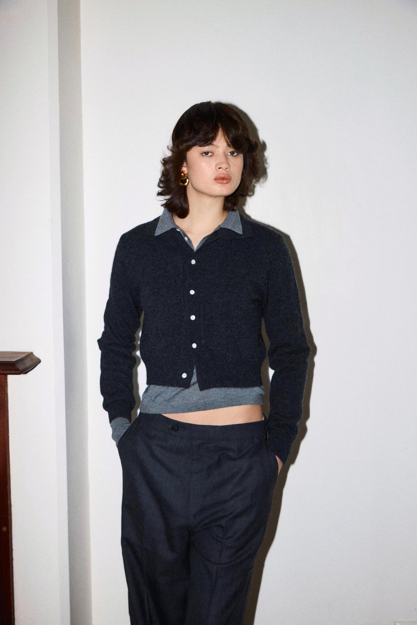 cashmere high neck KNIT cardigan　【small】