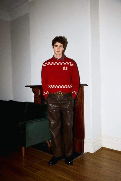 washed faux leather pants