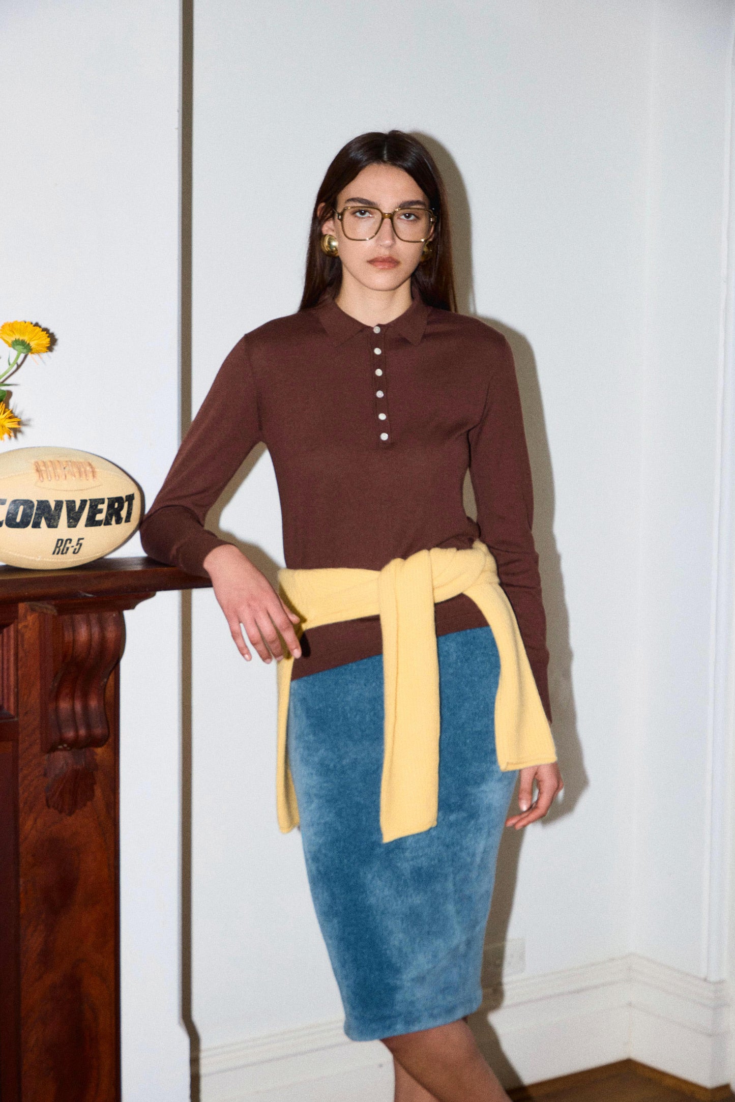 cashmere/silk high gauge KNIT polo shirt