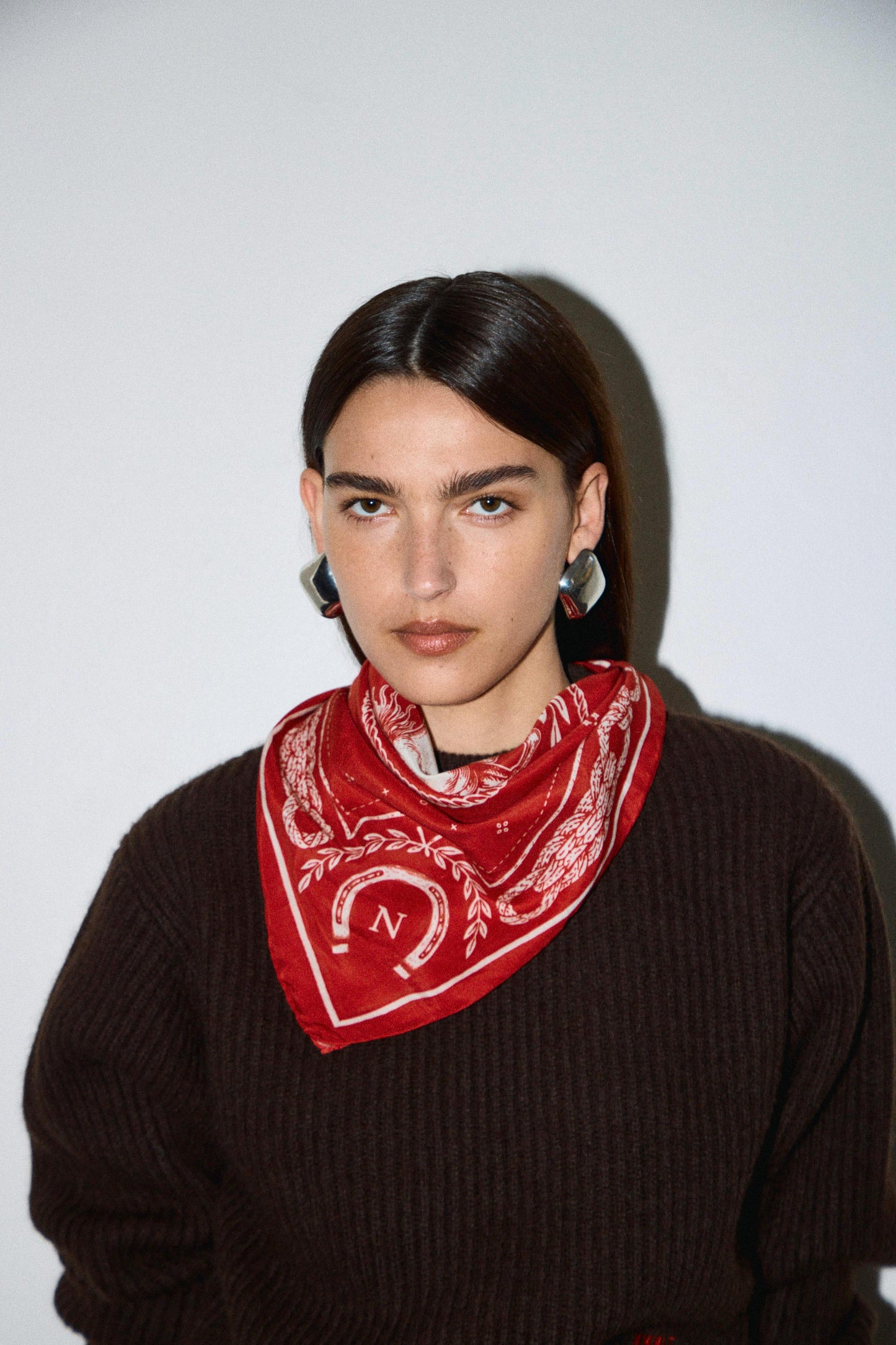 horse motif silk blend scarf