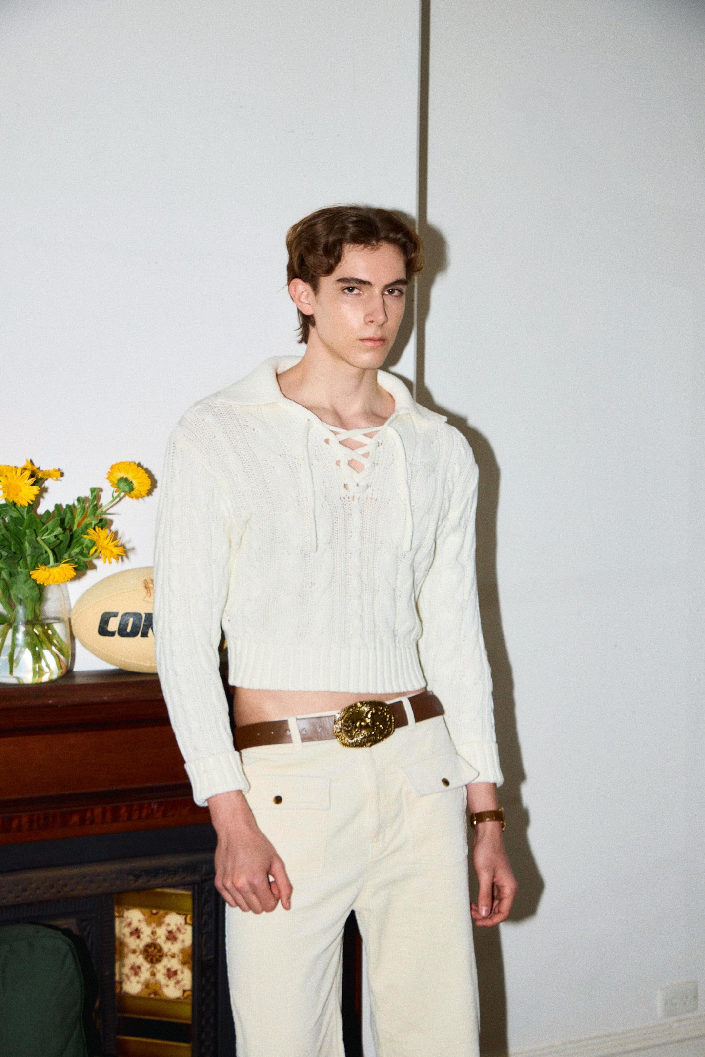 cotton cable lace up KNIT