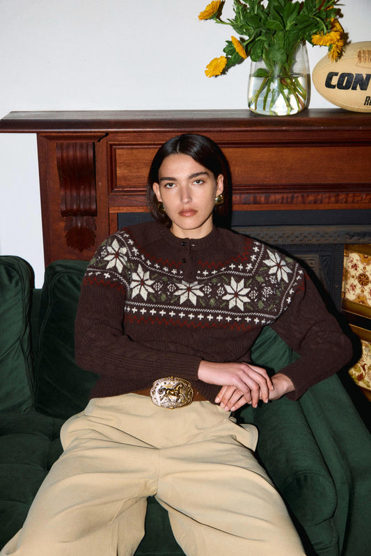 nordic pattern henley KNIT