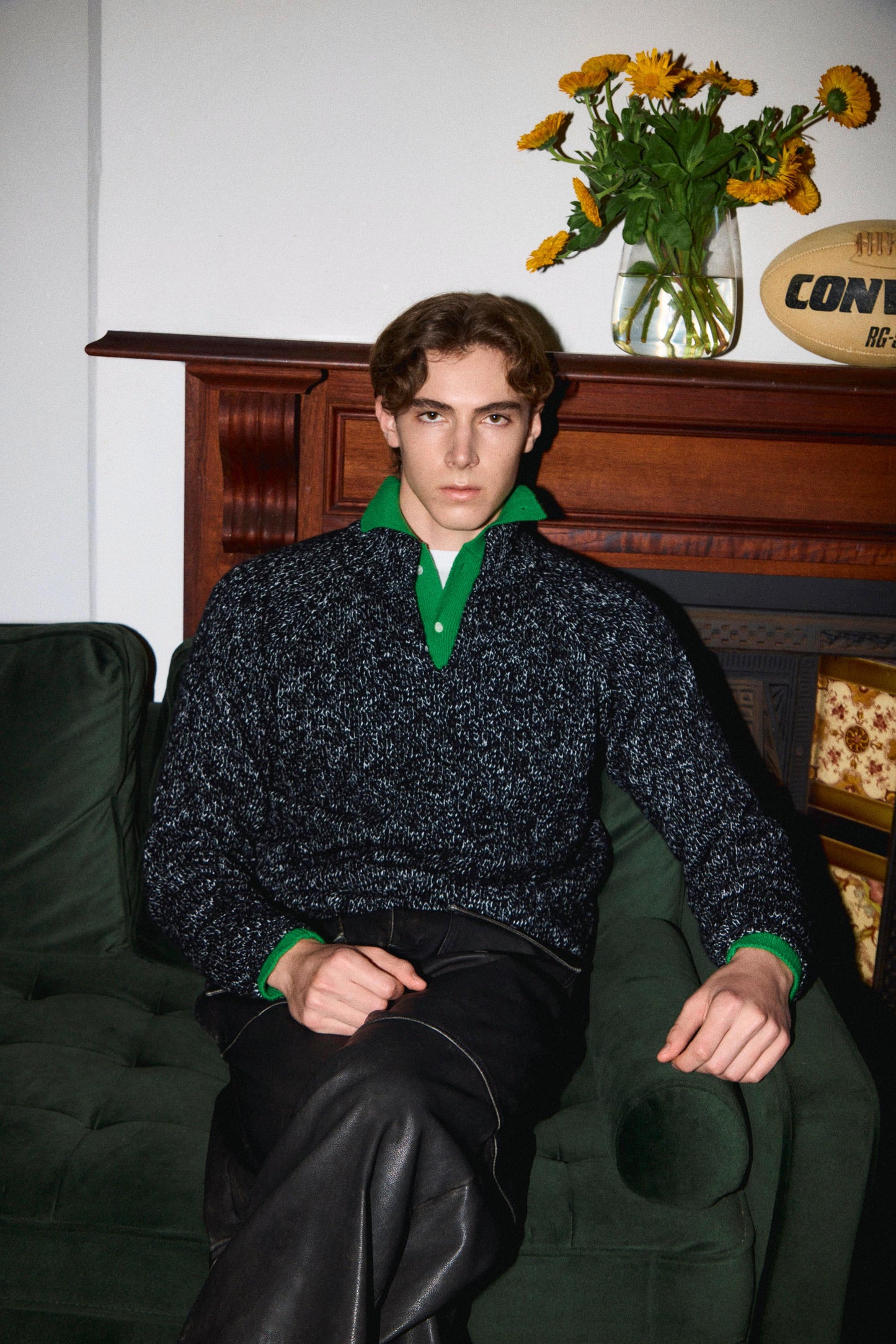 mix color high neck skipper KNIT