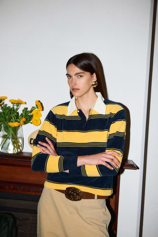 velvet touch KNIT polo shirt