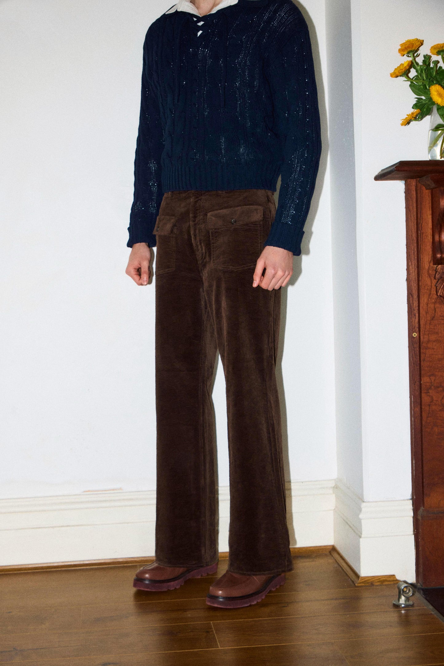 corduroy front pocket pants