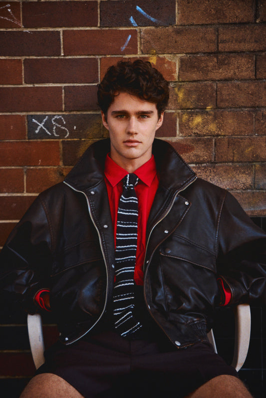 washed faux leather padded blouson