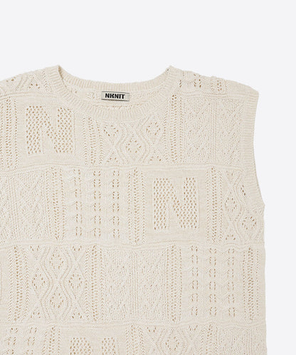 cotton mesh pattern knit dress_5