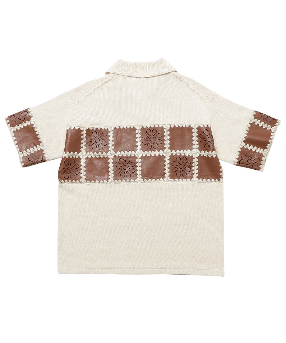 vegan leather/KNIT  shirt_8