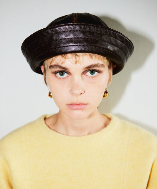 vegan  leather sailor hat_1