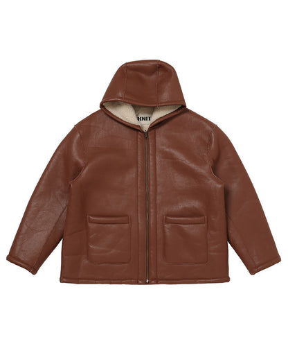 vegan mouton hooded zip jacket_3