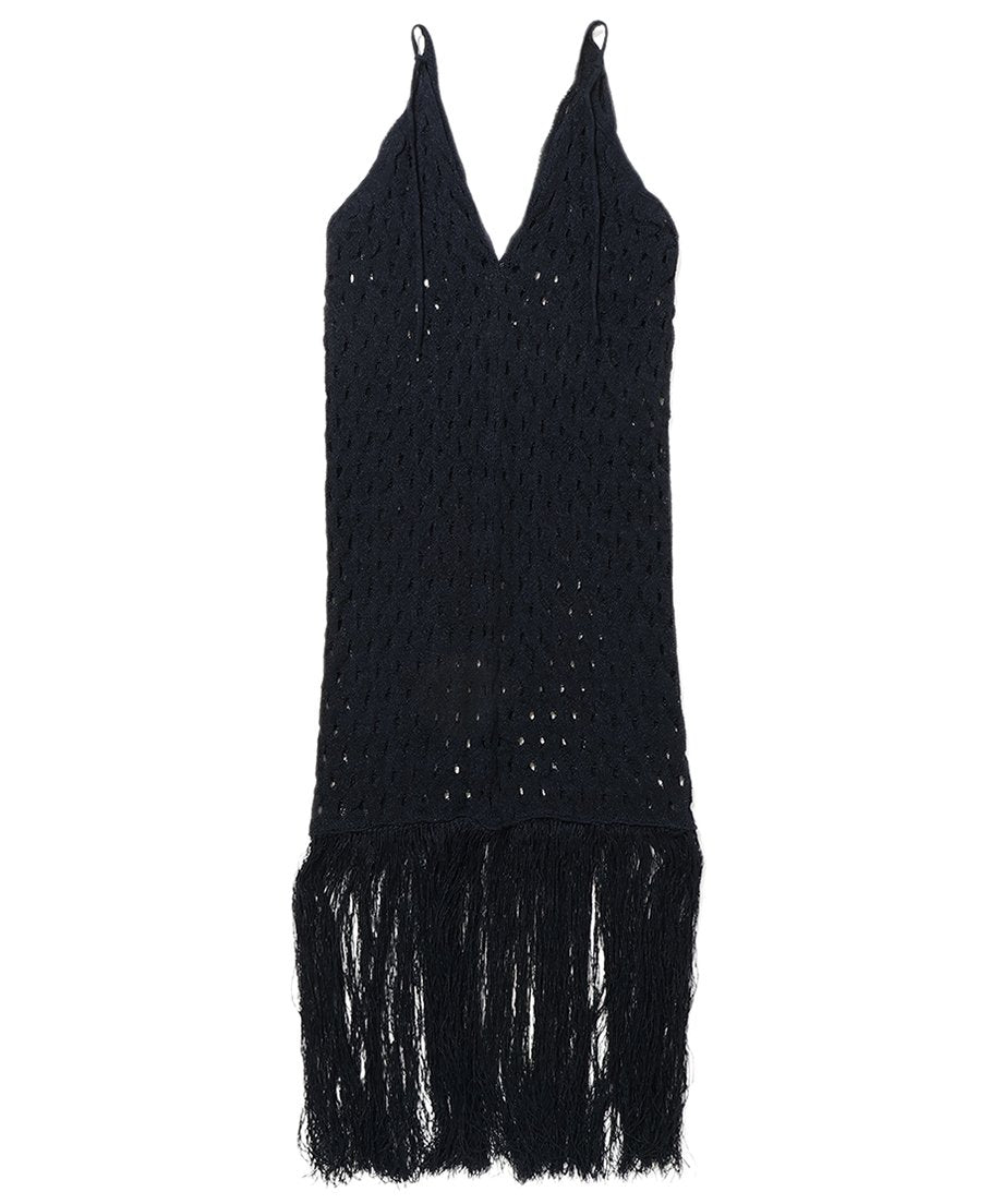 wave pattern fringe KNIT dress_2