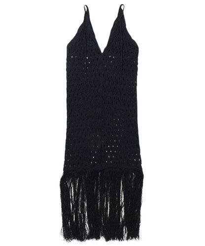 wave pattern fringe KNIT dress_2