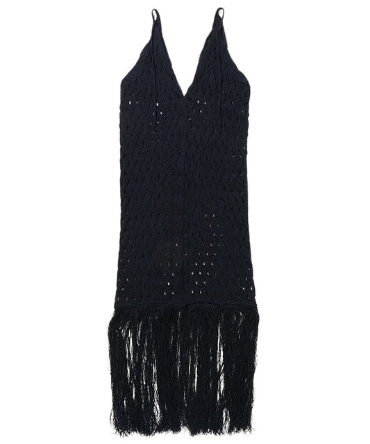 wave pattern fringe KNIT dress_2