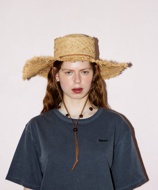 shell charm raffia hat