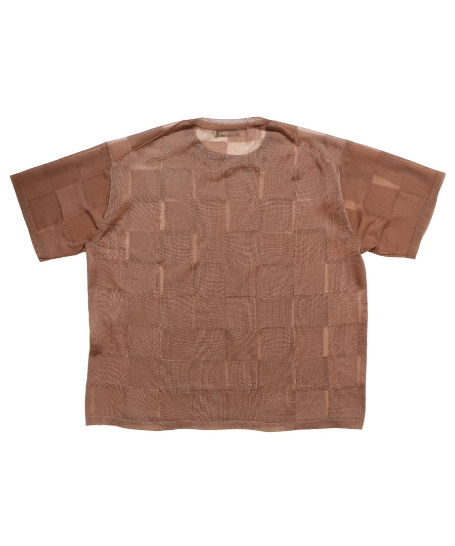 sheer checker pattern KNIT T-shirt_15