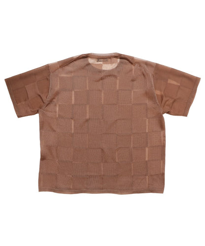 sheer checker pattern KNIT T-shirt_15