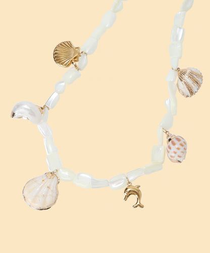 shell charm raffia hat