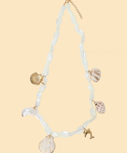 shell charm raffia hat